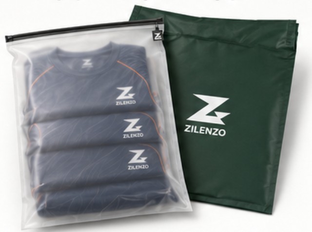 Zilenzo sportstrøjer pakket i branded forsendelsespose